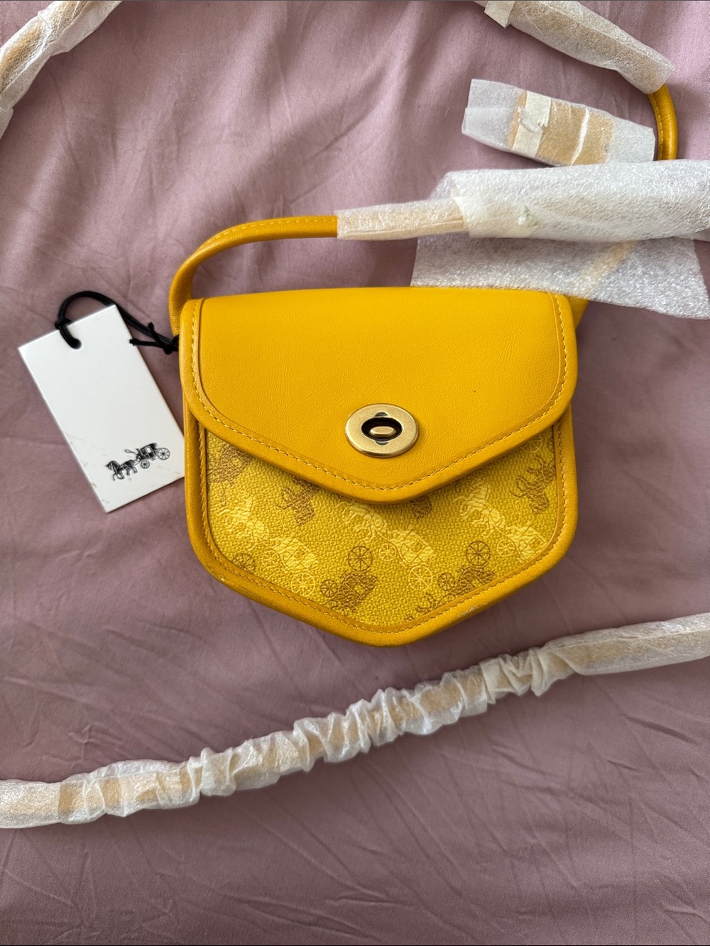 Coach Yellow Signature Jacquard Leather Crossbody